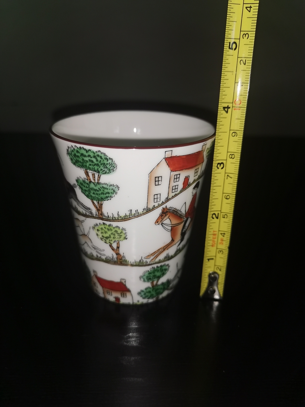 Vintage Crown Staffordshire Bone China Hunting Scene Flat Bottom Tumbler 3 3/4" - Picture 7 of 8
